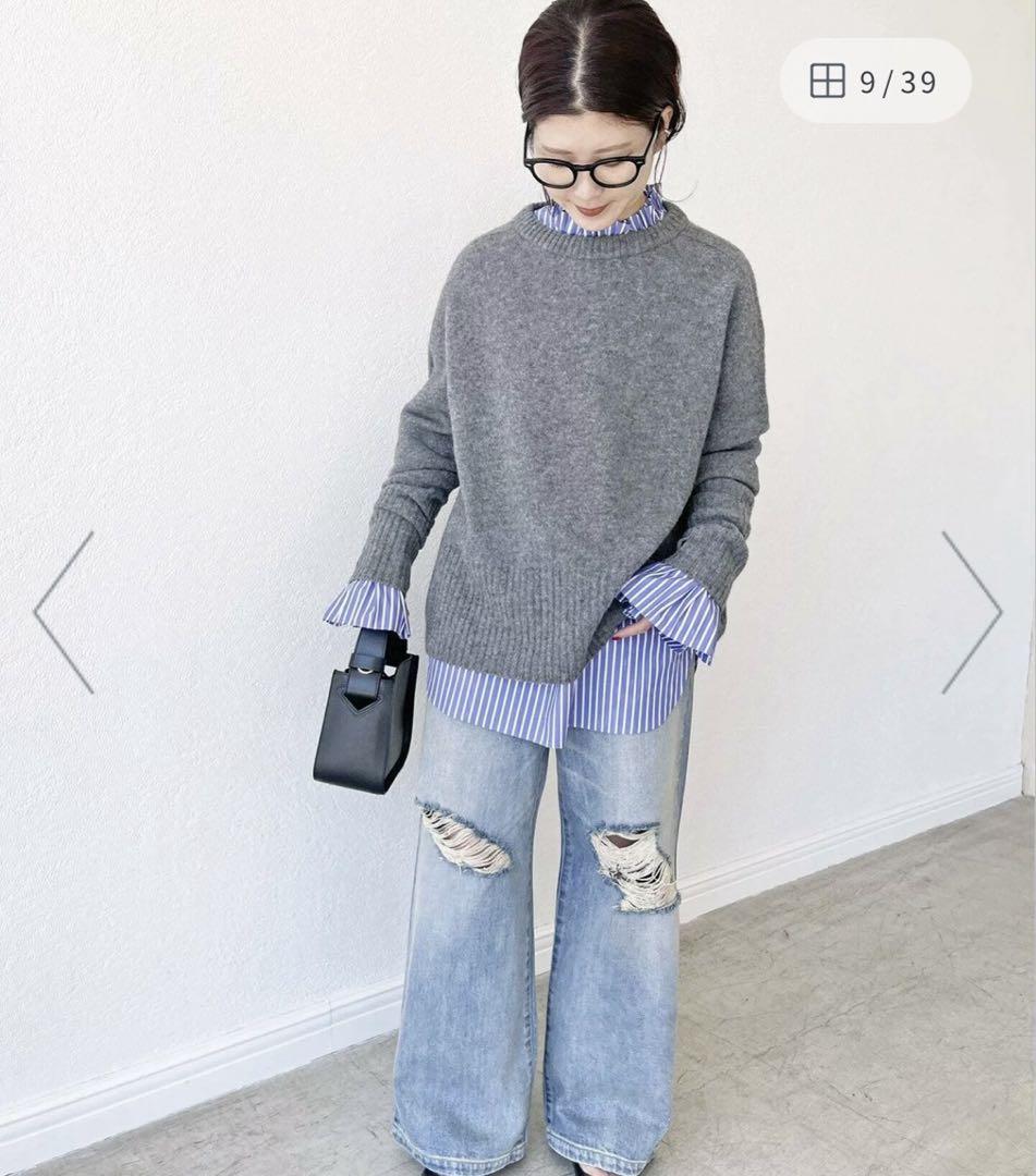 Spick and Span コットンブロードタックフリルブラウス