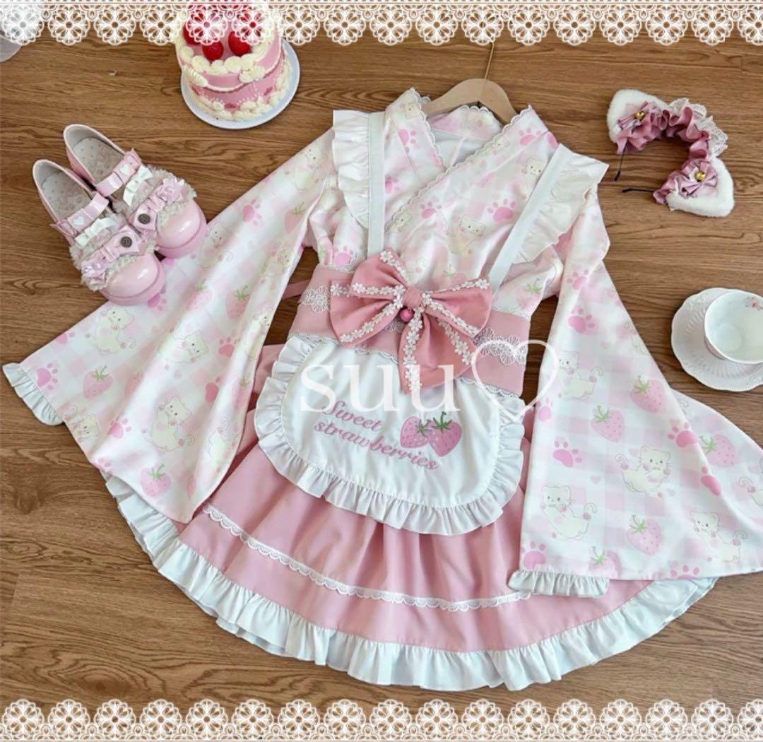 ロリータ 洋服 浴衣 メイド ミニ浴衣 浴衣ドレス かわいい