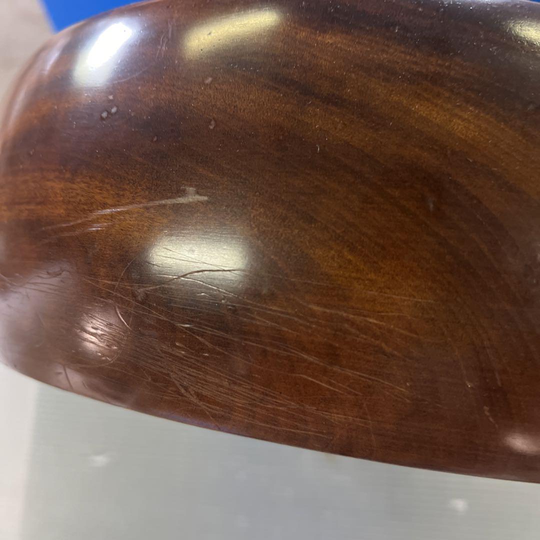 木製　無垢材　くり抜き　茶櫃　烏城彫？　丸型　和風