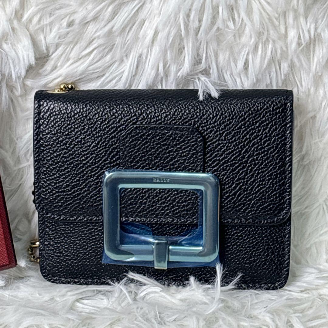 新品　BALLY カードケース　名刺入れ　ゴールド金具　チェーンストラップ