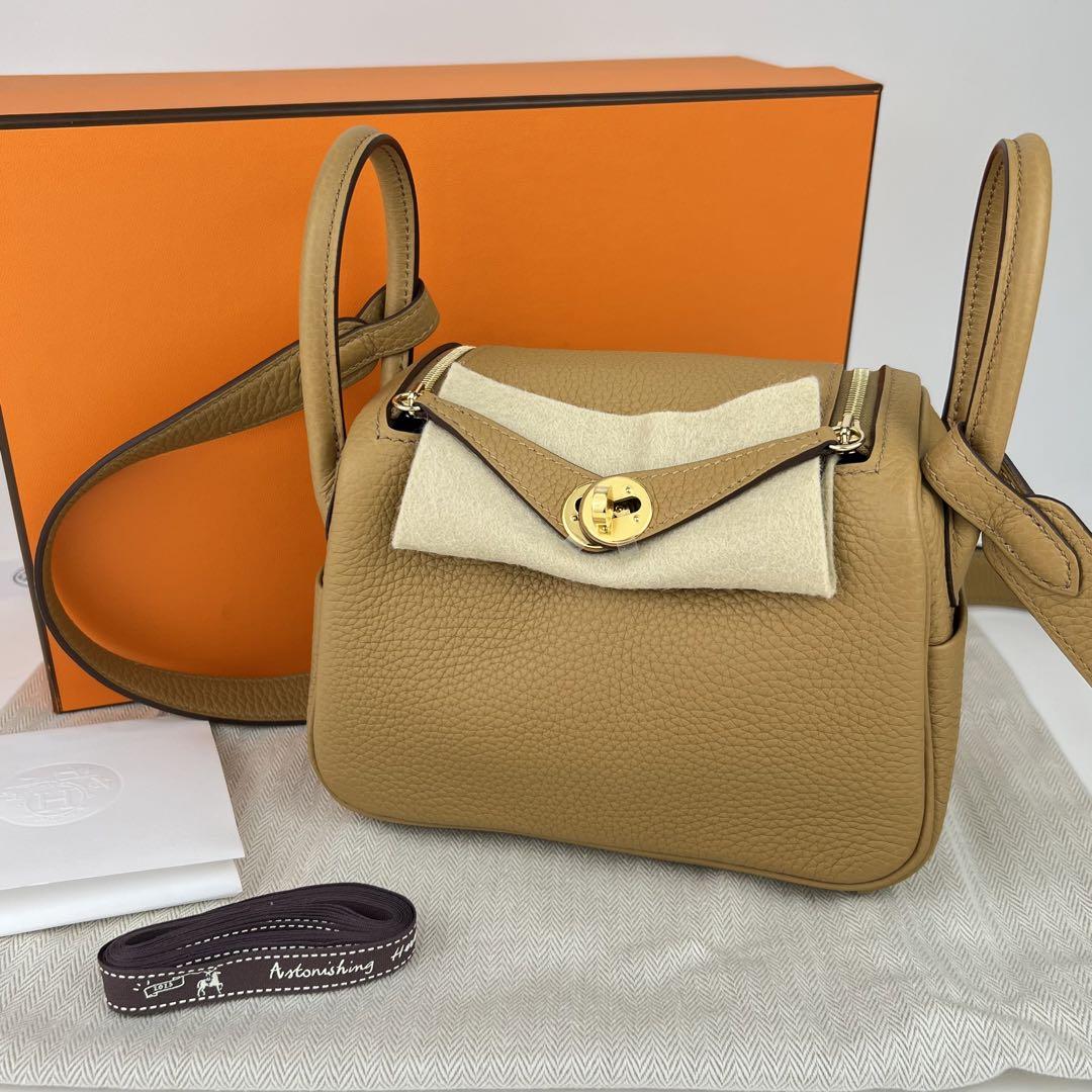 新品 HERMES エルメス リンディ ミニ ビスキュイ YG金具 B刻印