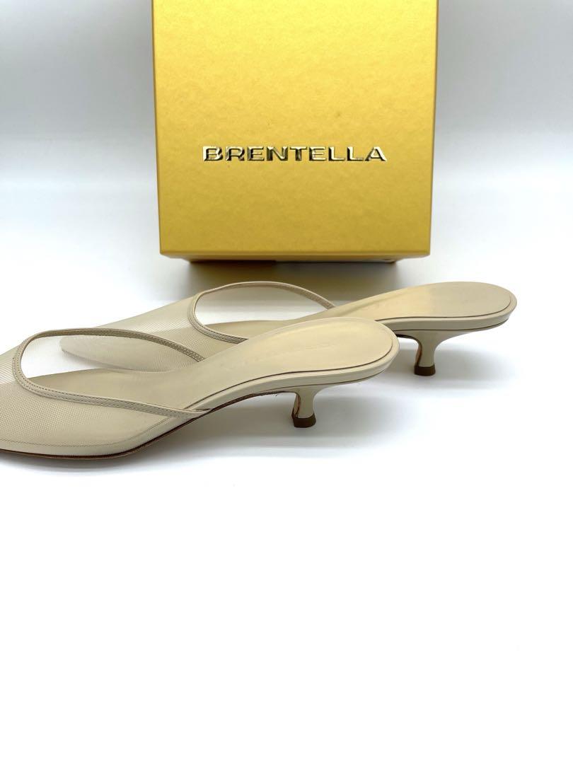 [新品]Brentella ベージュ メッシュ　オープントゥ ミュール 新品]Brentella ベージュ メッシュオープントゥ ミュール