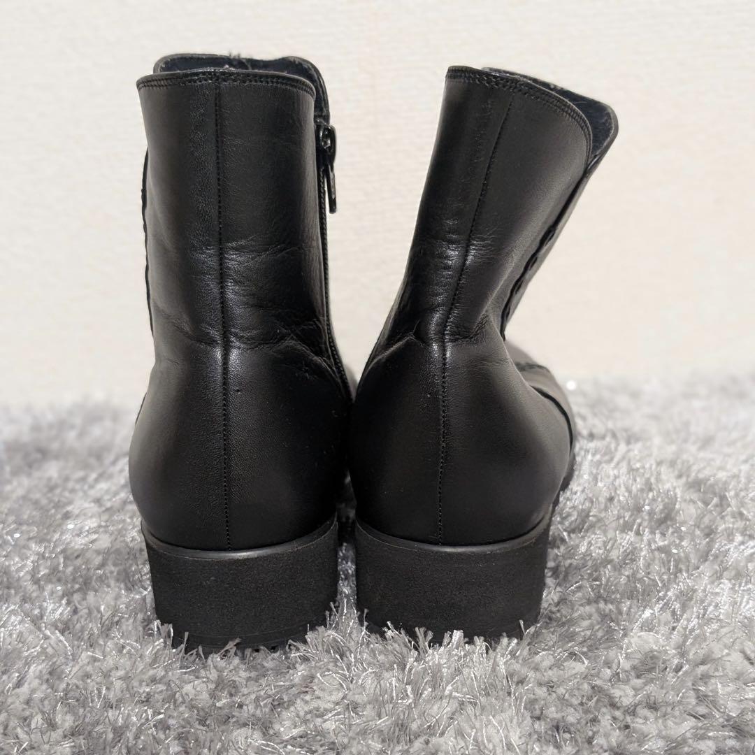 極美品】ペダラ レザー ロングブーツ サイドジップ 黒 24