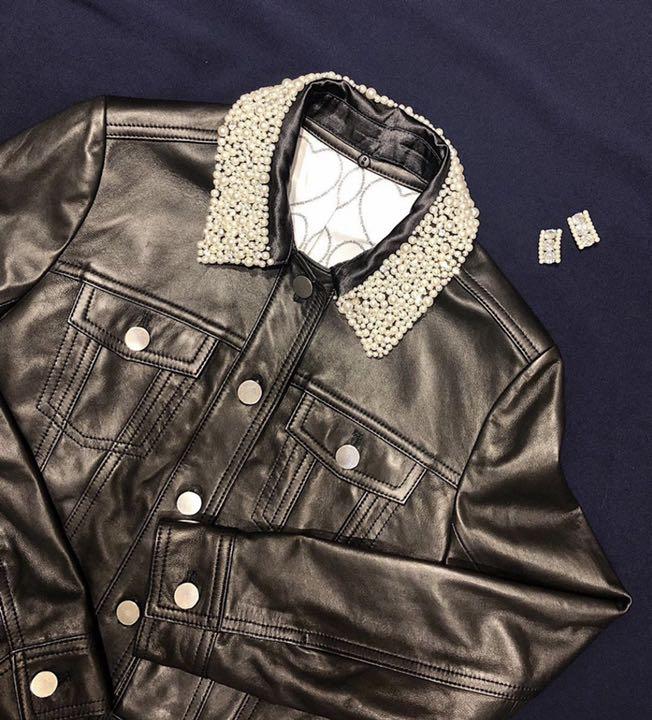 新品 パール衿レザージャケット