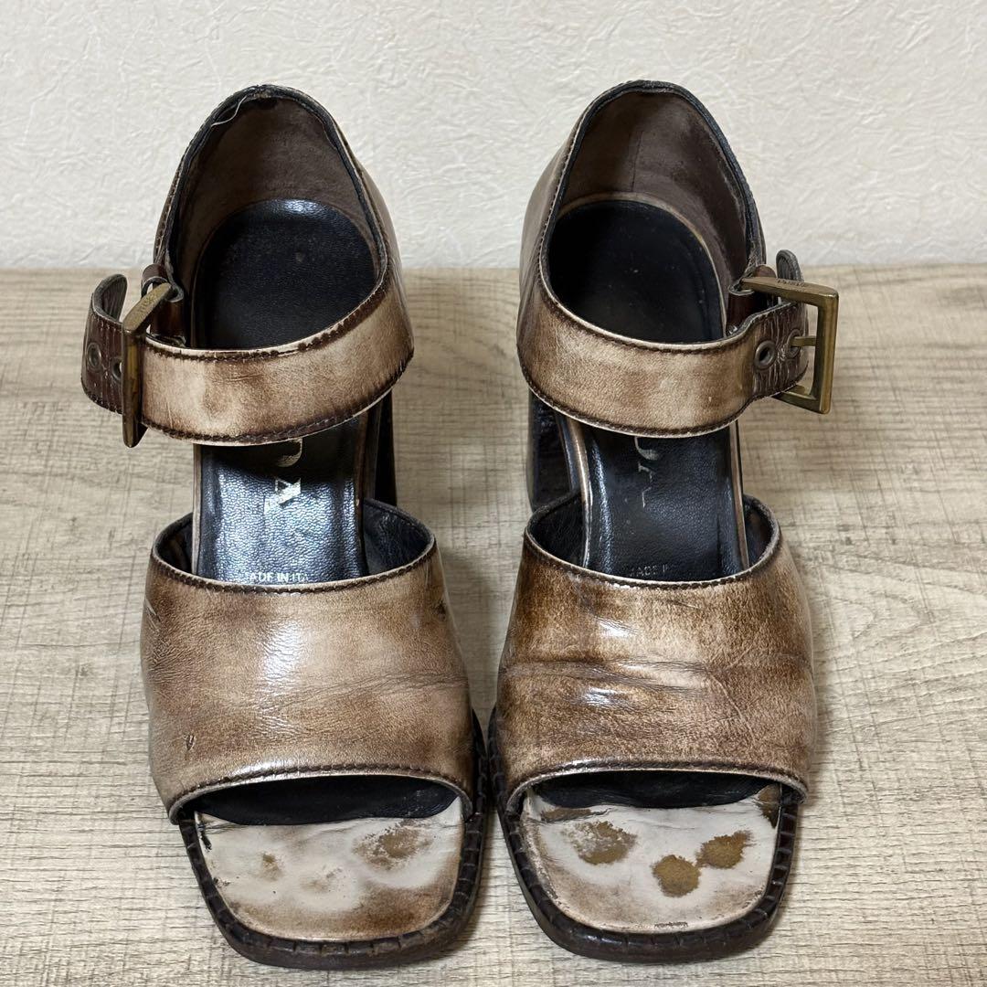 PRADA ヒール レザー サンダル 35サイズ ブラウン