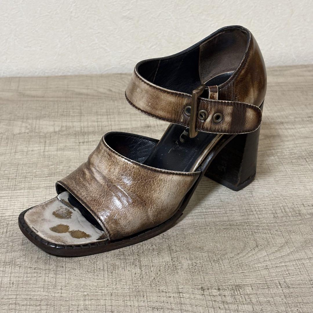 PRADA ヒール レザー サンダル 35サイズ ブラウン