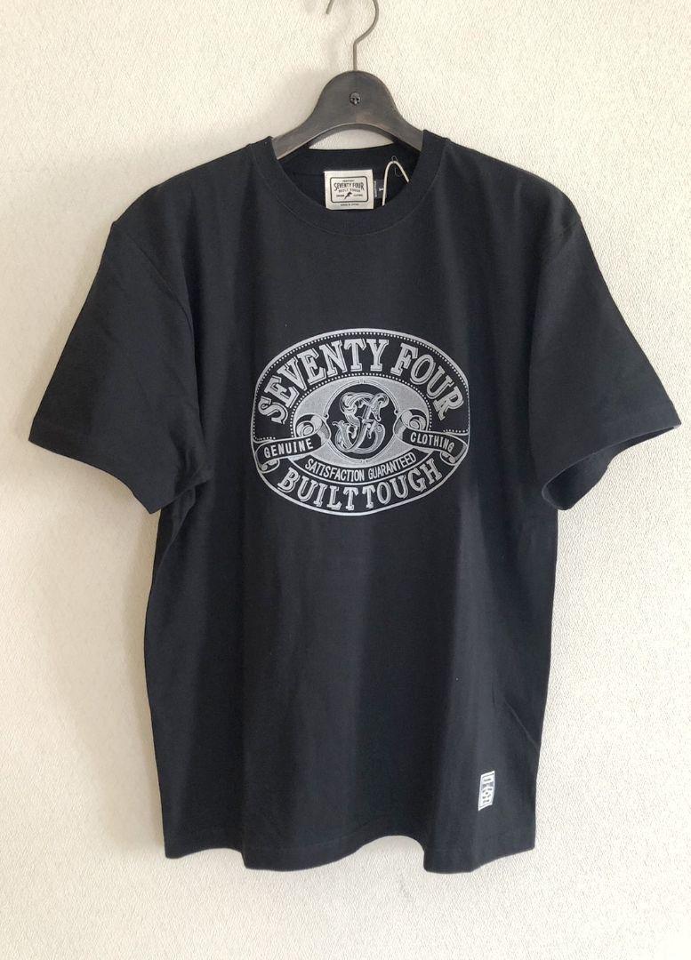 新作●SEVENTY FOUR 半袖 Tシャツ ブラック【L】