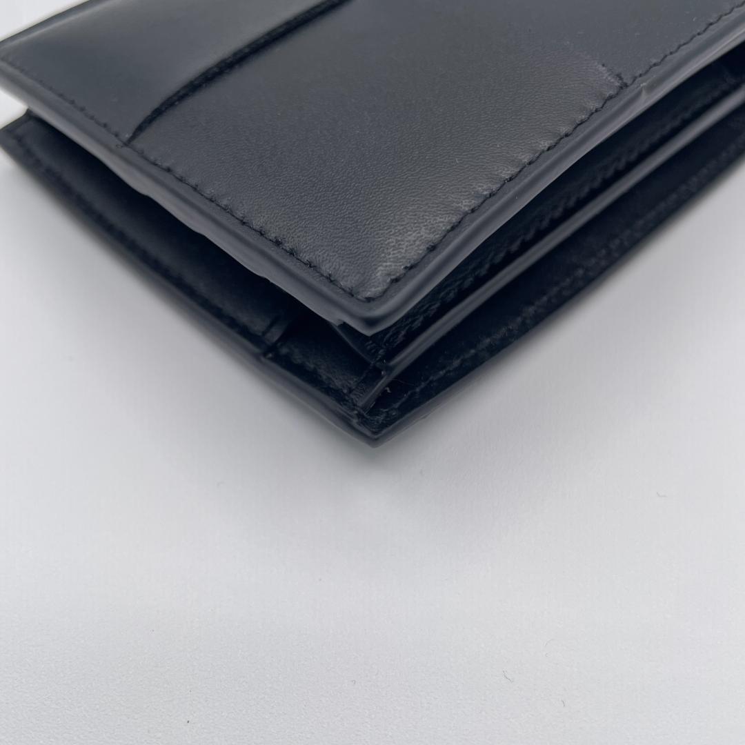 未使用品 ボッテガ マキシイントレチャート ２つ折り財布 ブラック ウォレット
