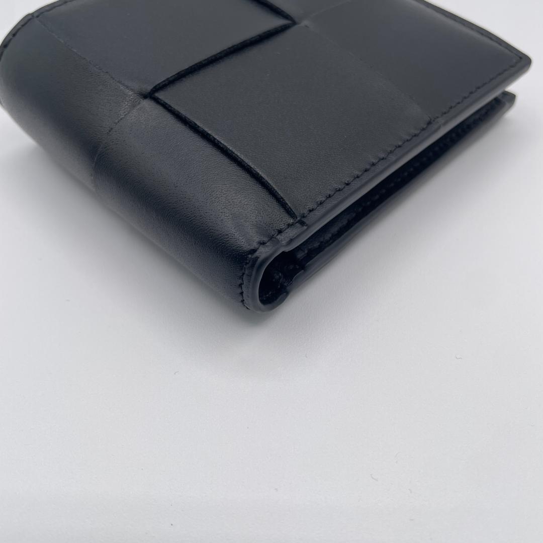 未使用品 ボッテガ マキシイントレチャート ２つ折り財布 ブラック ウォレット