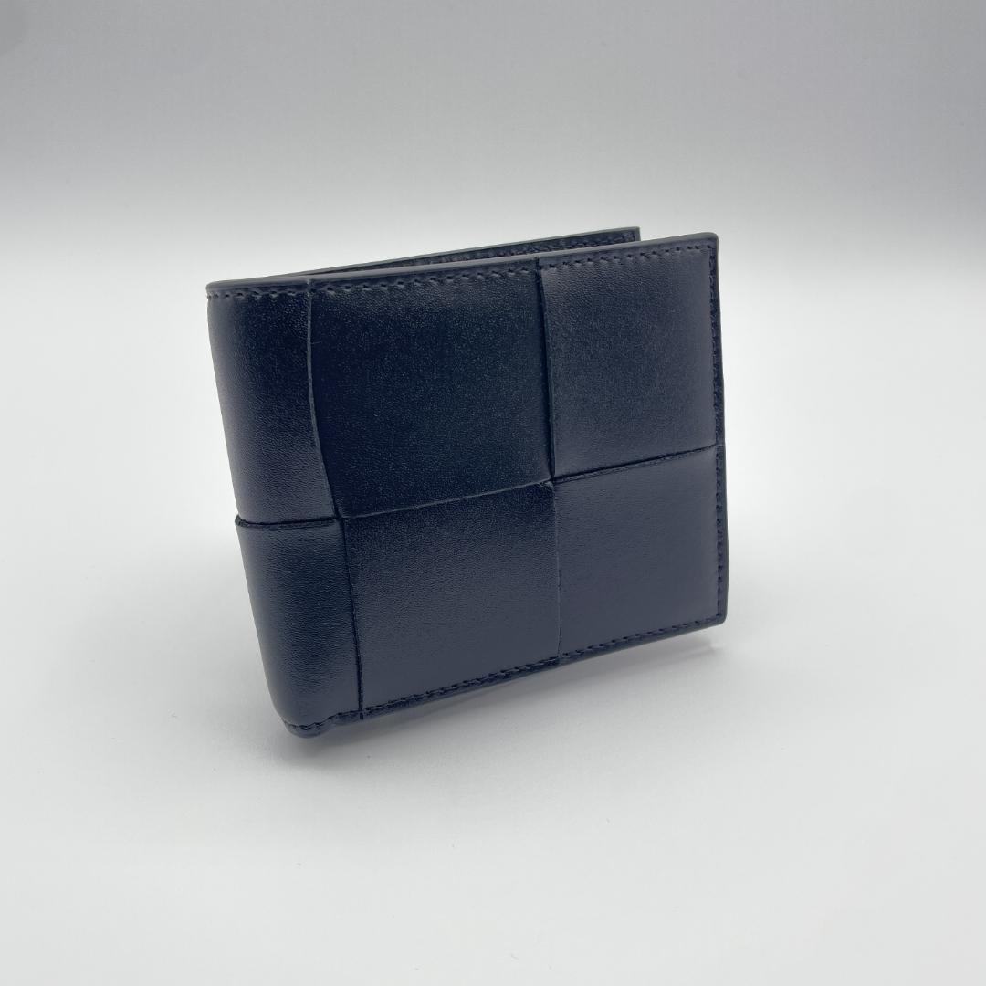 未使用品 ボッテガ マキシイントレチャート ２つ折り財布 ブラック ウォレット