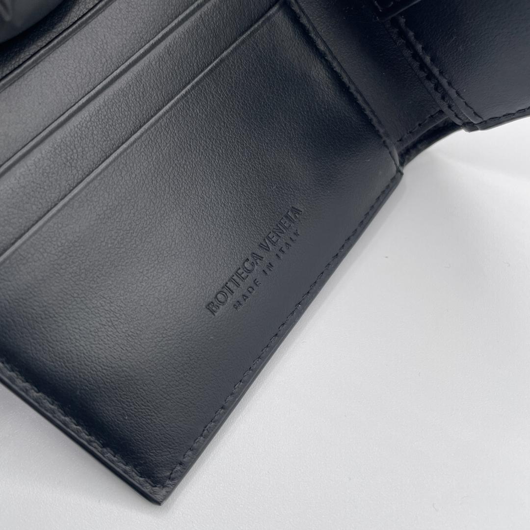 未使用品 ボッテガ マキシイントレチャート ２つ折り財布 ブラック ウォレット
