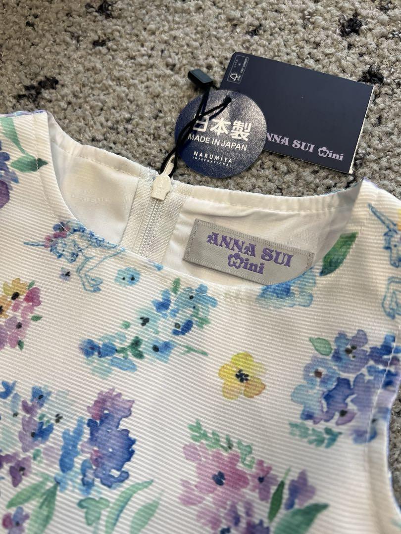 ANNA SUI mini ユニコーン花柄布帛ワンピース 【日本製】 140