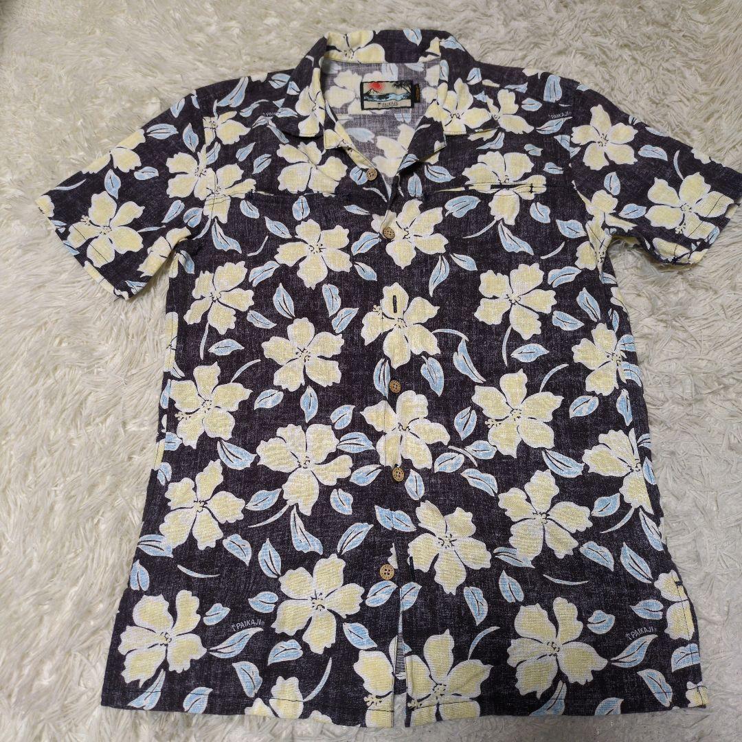 美品♢PAIKAJI 開襟 アロハシャツ ハイビスカス パイカジ L コットン