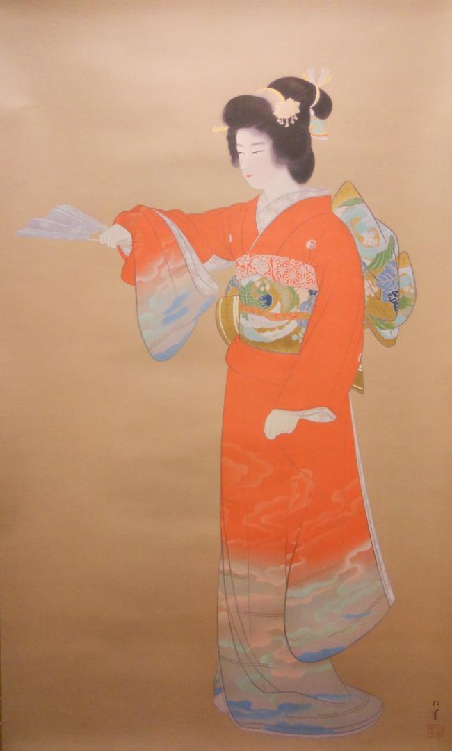 掛け軸 上村松園 『 序の舞 』 美人画 名品 複製 希少 茶道具