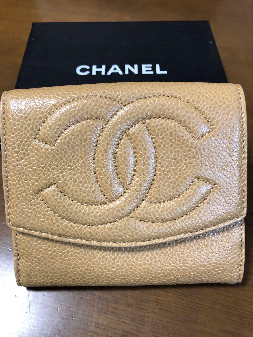 CHANEL 二つ折り財布 キャビアスキンレザー ココマーク 小物