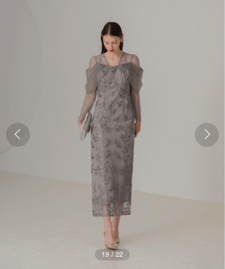 新品　【LEJA】チュールロングスリーブリーフIラインドレスワンピース　S