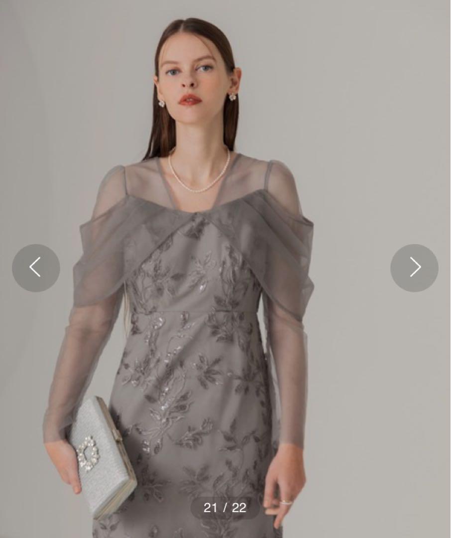 新品　【LEJA】チュールロングスリーブリーフIラインドレスワンピース　S