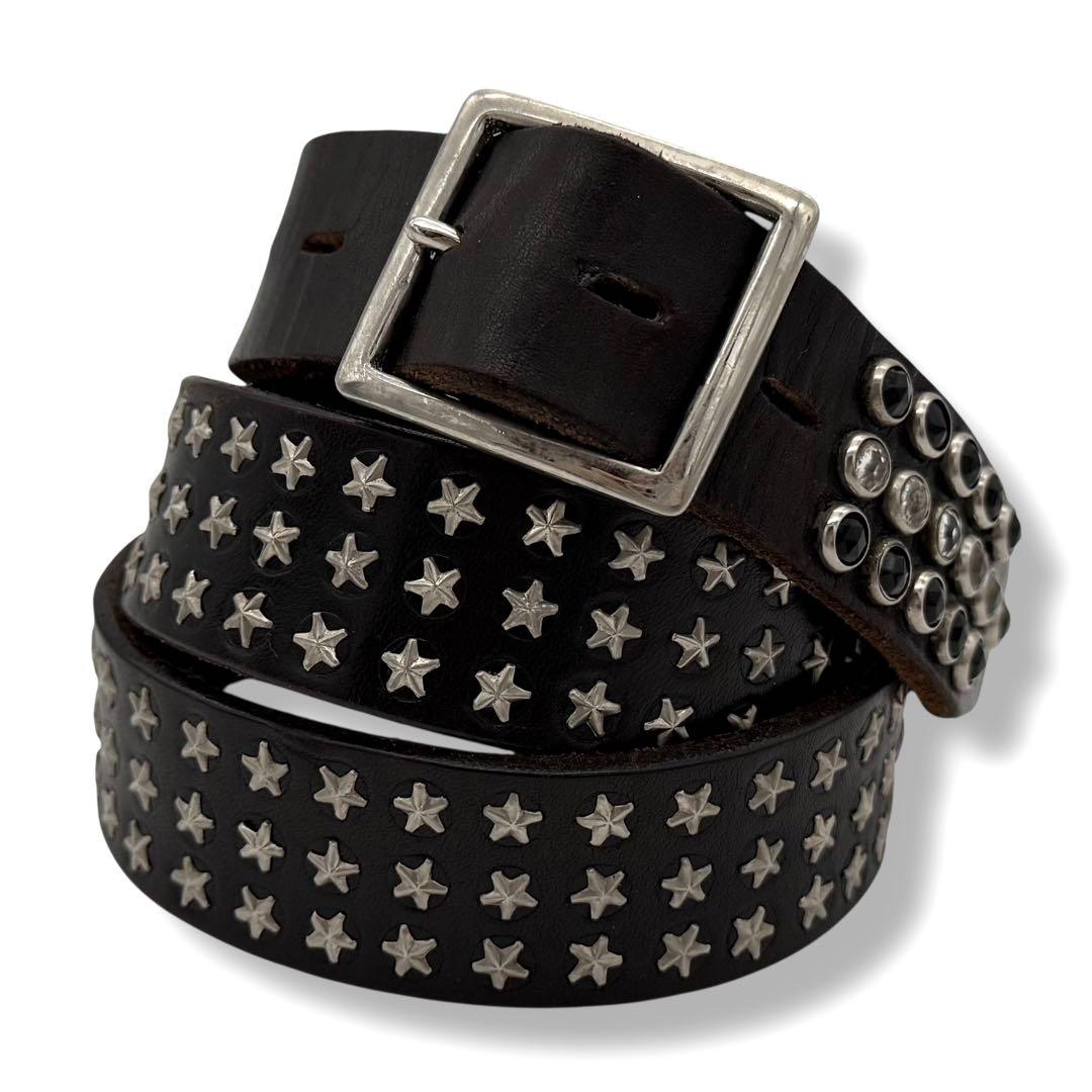 HTC STAR STRIPE STUDS LEATHER BELT 36インチ