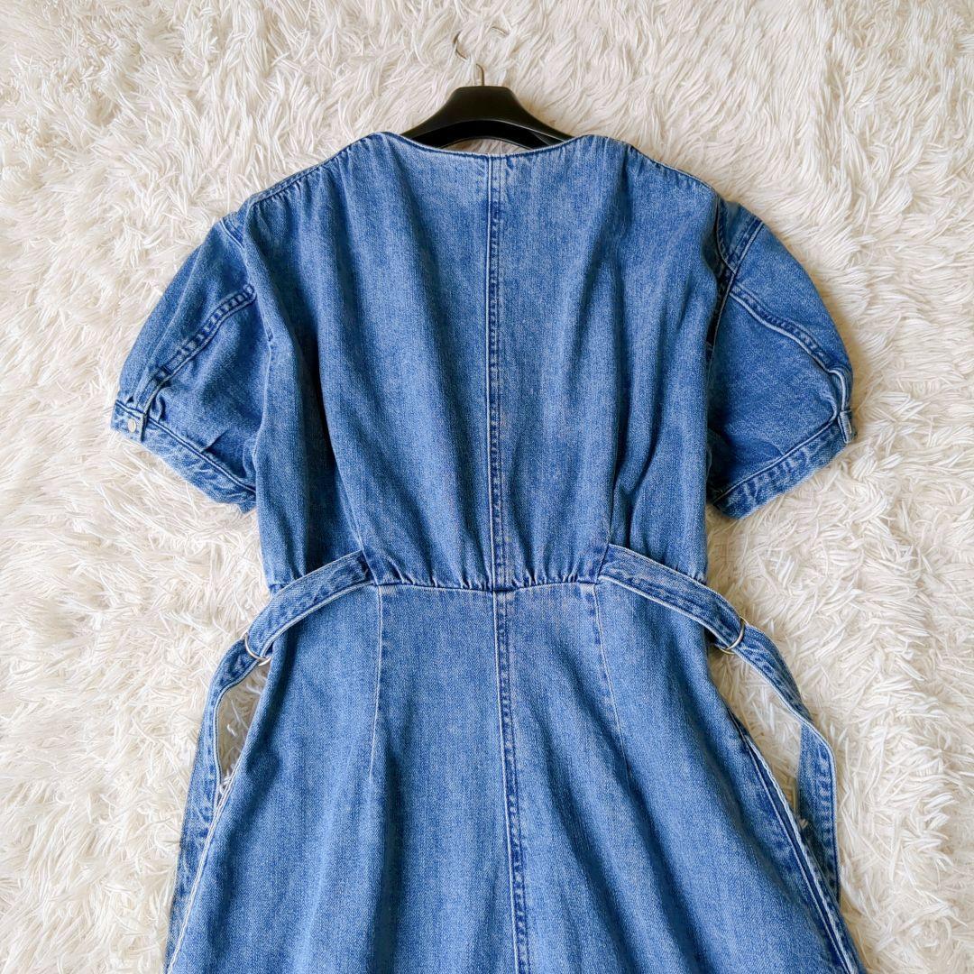 【美品】moussy マウジー パフスリーブ デニムワンピース ロング S