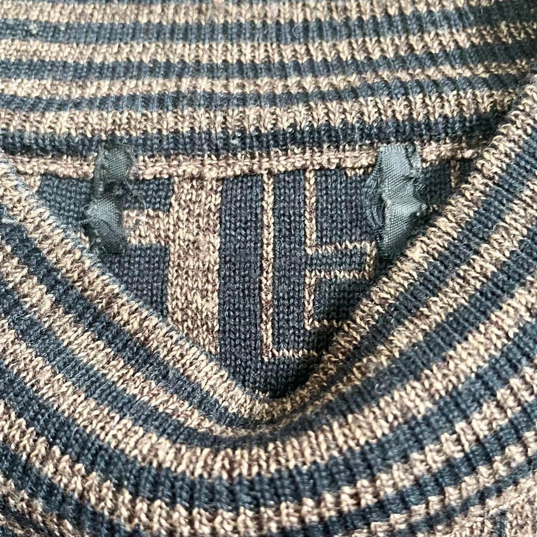 商品説明必読 ワンサイズ フェンディ ズッカ柄 丸首 長袖ニット ブラウン