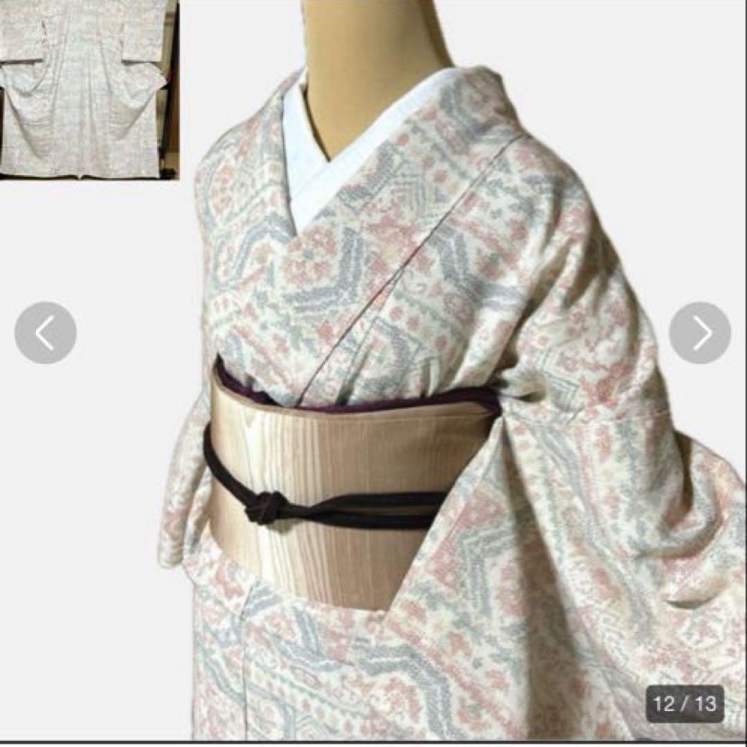 未使用近い　美品　単衣　本塩沢　塩沢お召し　正絹　小紋　身丈160 裄68