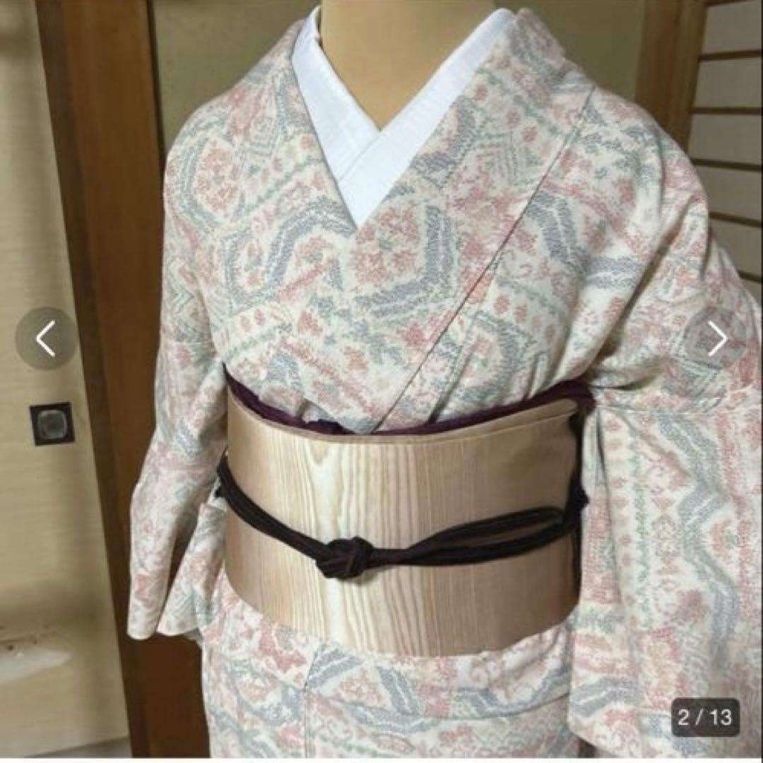未使用近い　美品　単衣　本塩沢　塩沢お召し　正絹　小紋　身丈160 裄68