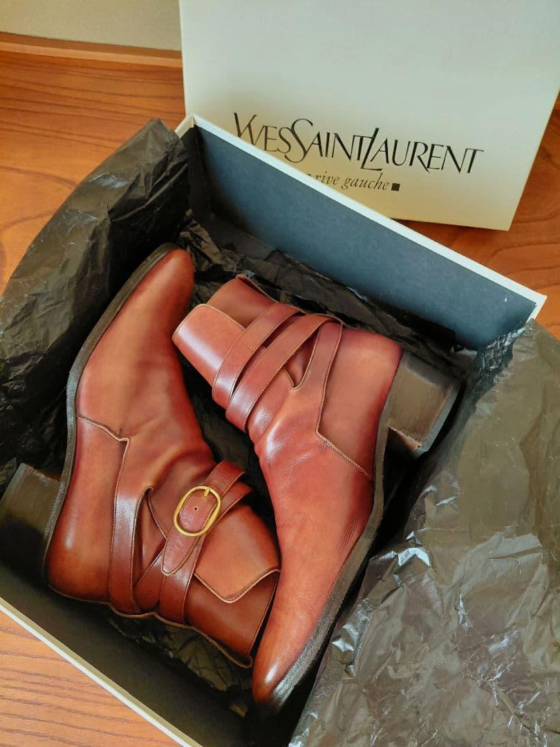 Yves Saint Laurent イブサンローラン ジョニーブーツ 茶 4025.5cm Yves Saint Laurent