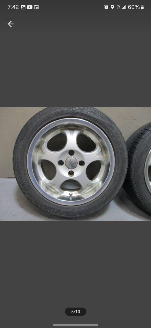 15インチ アルミ製 5スポークホイールセット 6.5j 深リム バリ溝