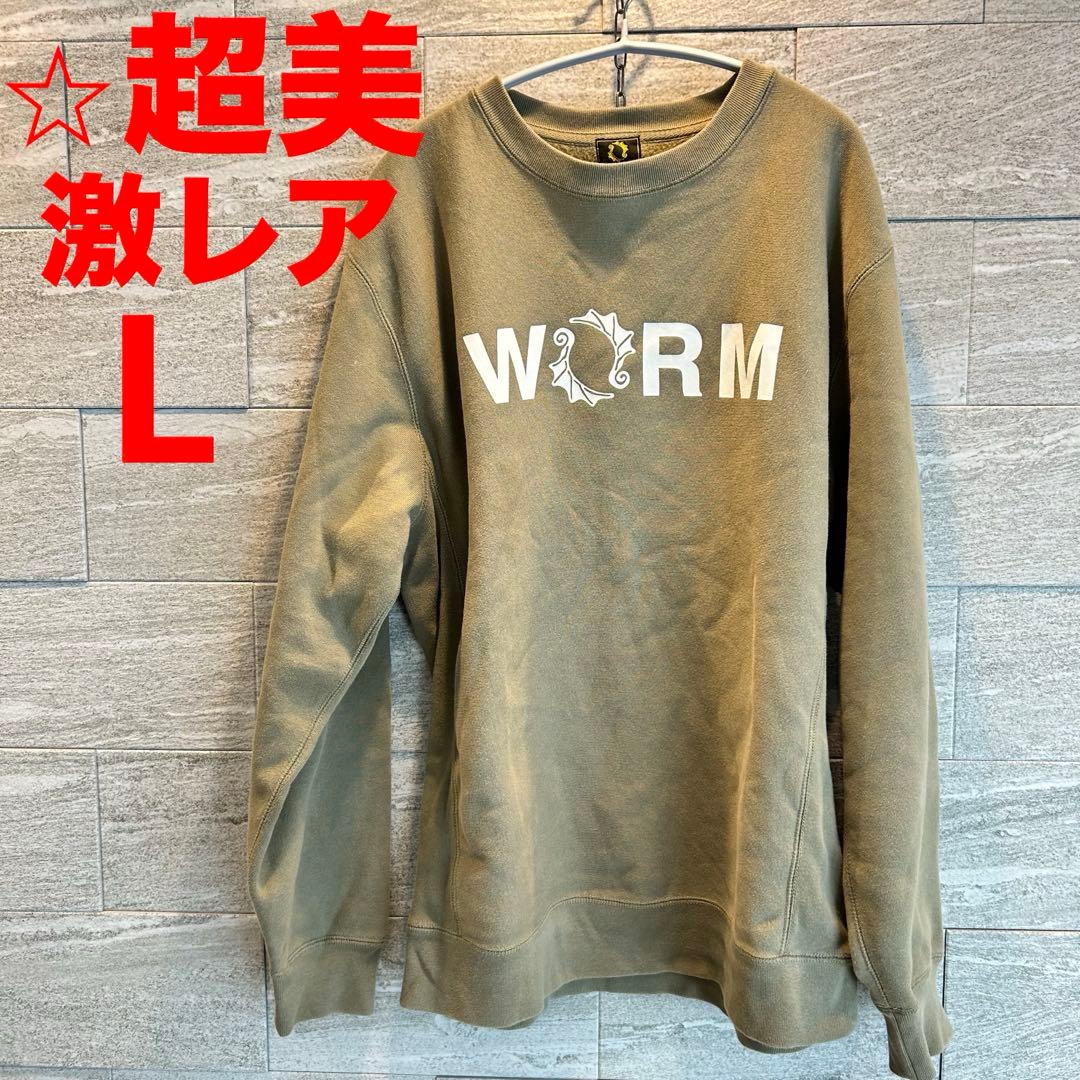 超美 WORM TOKYOトレーナー スウェット 裏起毛カーキオリーブL