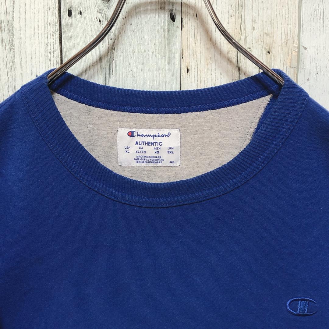 Champion チャンピオン 刺繍ロゴ ブルー XLスウェット トレーナー.