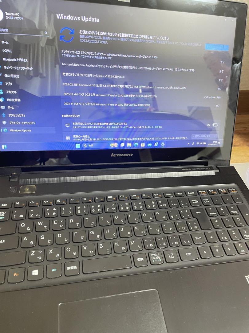 Win11タッチパネルLenovoG500s SSD搭載