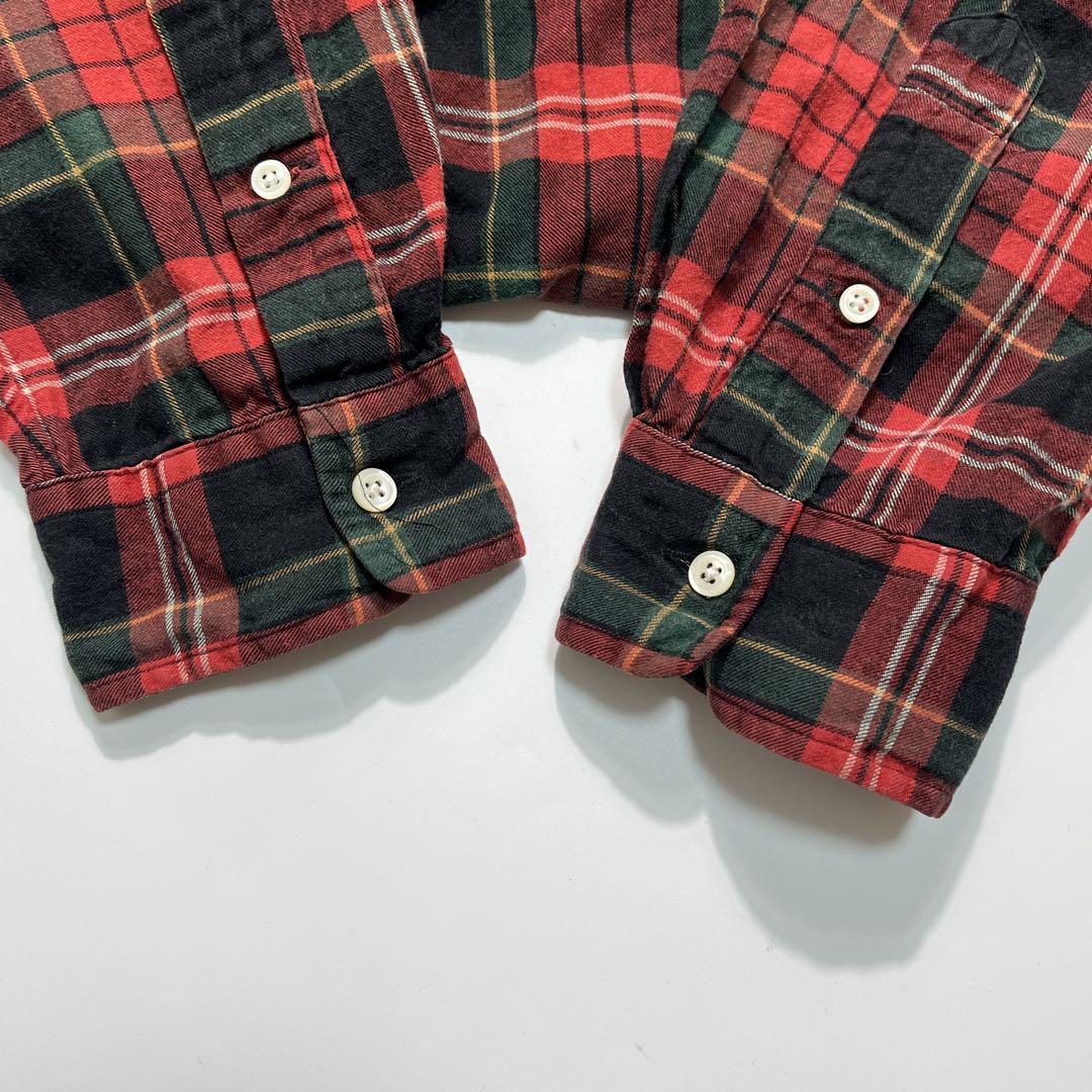 90s ラルフローレン 長袖ネルシャツ XL 赤黒チェック 刺繍ロゴ 5978 - メルカリ