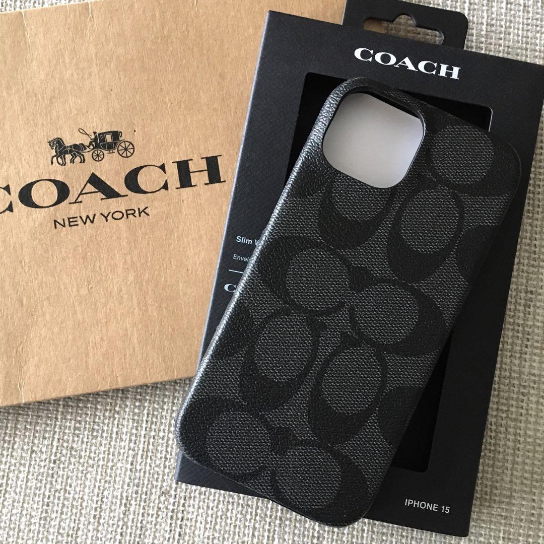 新品COACH コーチ 定価14,300円 レザー iPhone 15 ケース