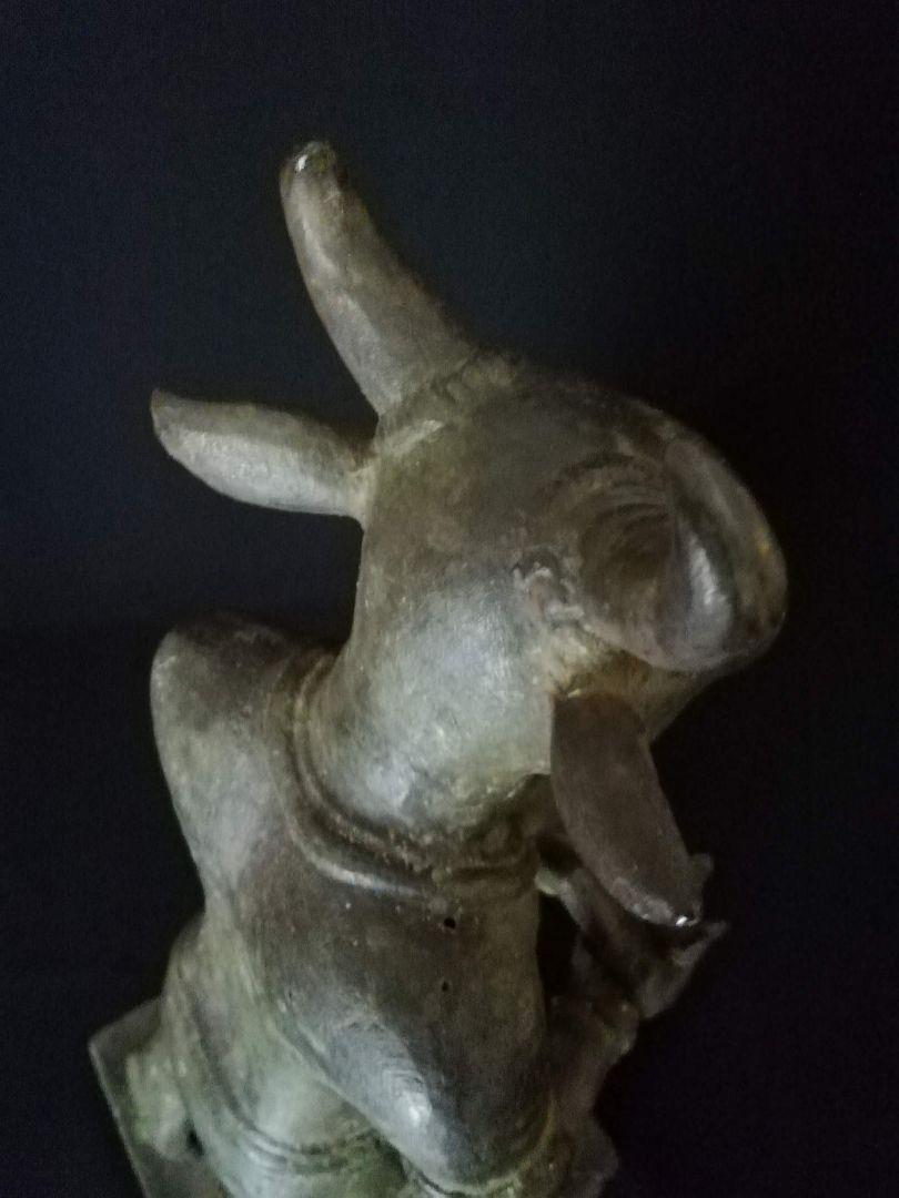 逸品　青銅牛神供犧子像　仏教　インド　中国　チベット　牛頭 ガジュラーホ寺院群
