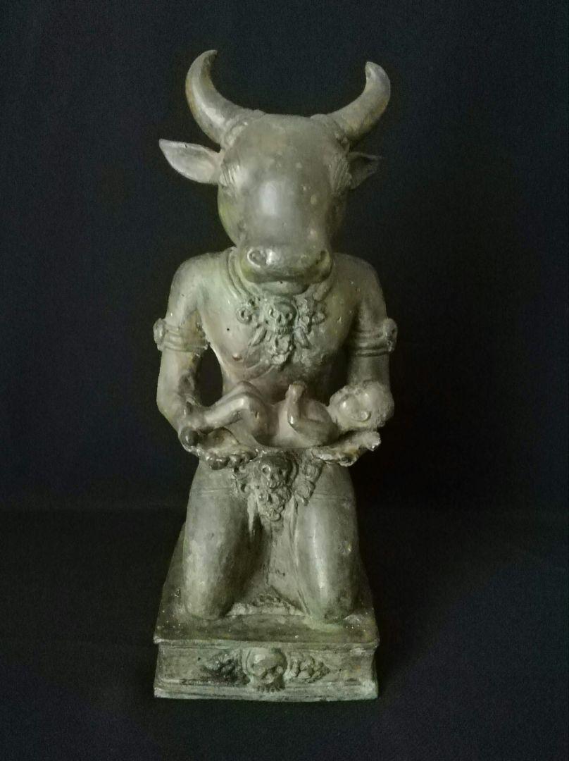 逸品　青銅牛神供犧子像　仏教　インド　中国　チベット　牛頭 ガジュラーホ寺院群