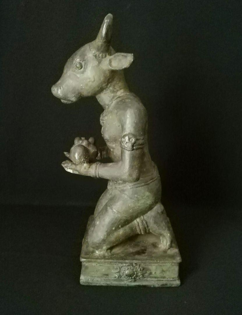 逸品　青銅牛神供犧子像　仏教　インド　中国　チベット　牛頭 ガジュラーホ寺院群