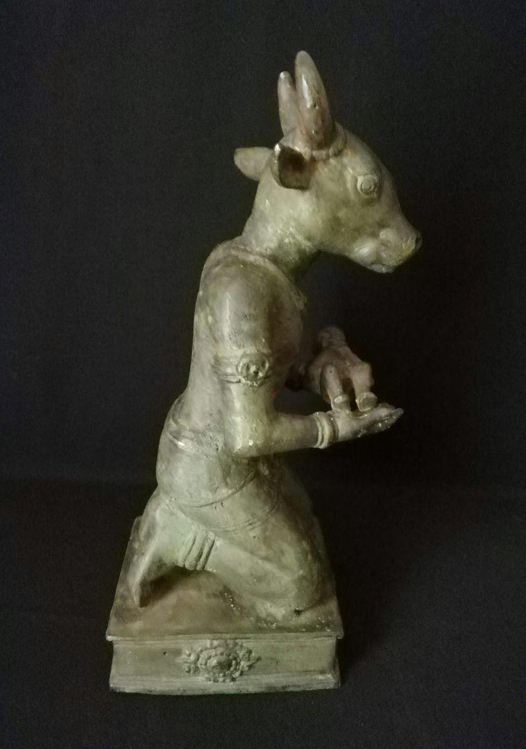 逸品　青銅牛神供犧子像　仏教　インド　中国　チベット　牛頭 ガジュラーホ寺院群