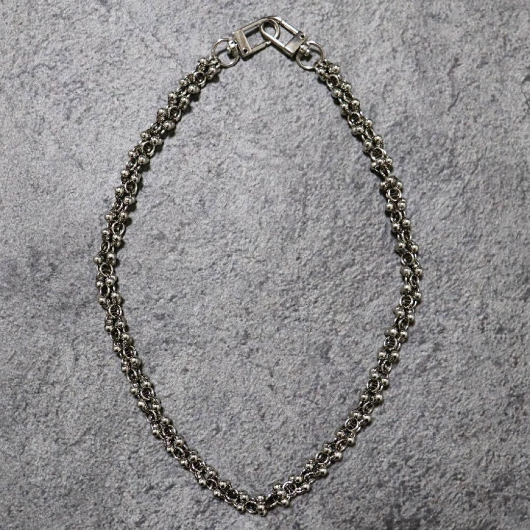 【美品】ナバホ調鎖帷子黒銀十字チェーンネックレス モード古着パールビンテージ韓国 美品】ナバホ調鎖帷子黒銀十字チェーンネックレス モード古着