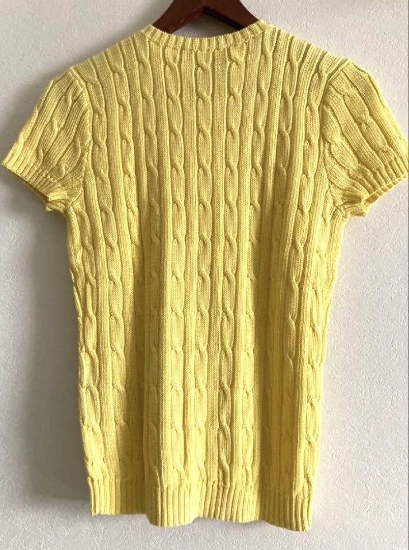 未使用タグ付 RALPH LAURENラルフローレン 半袖ケーブルニット M