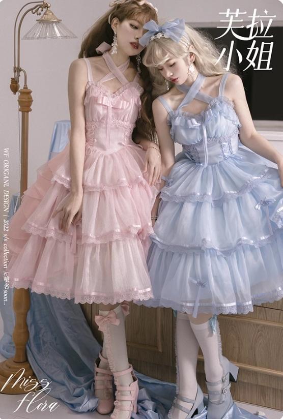 通販 送料無料  オリジナル L120# ブルー JSK ロリータ 洋服 lolita 衣装