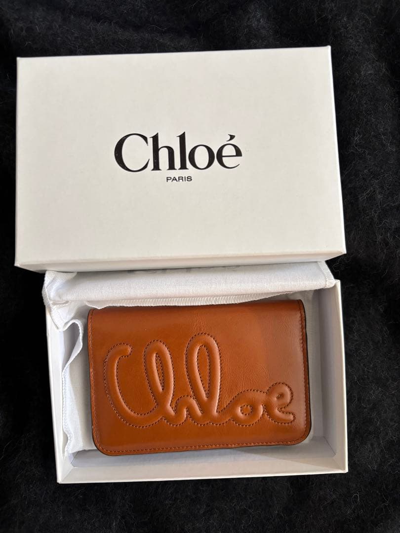 Chloé クロエ ブラウンレザー 二つ折り財布Chloe