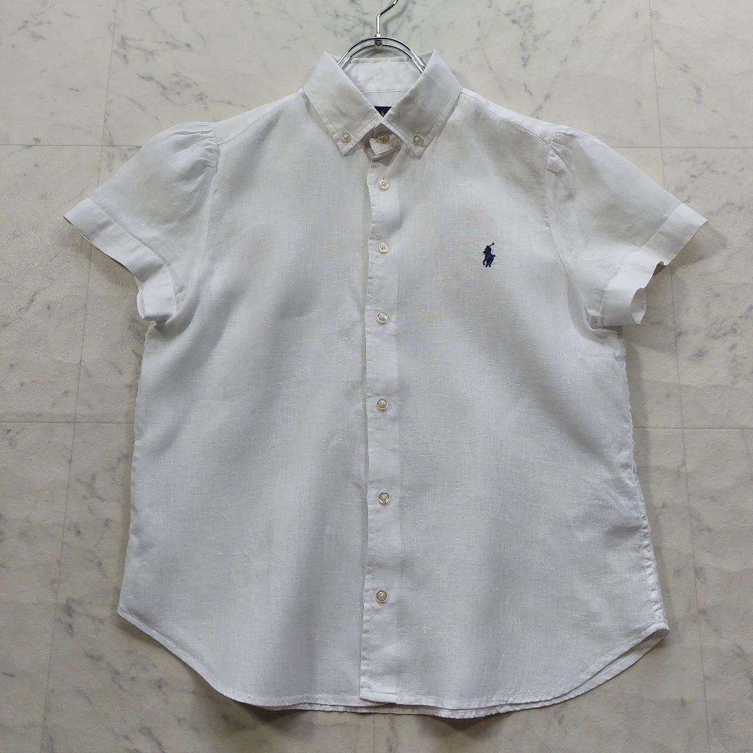 美品 現行タグ ラルフローレン リネンパフスリーブシャツ L 白