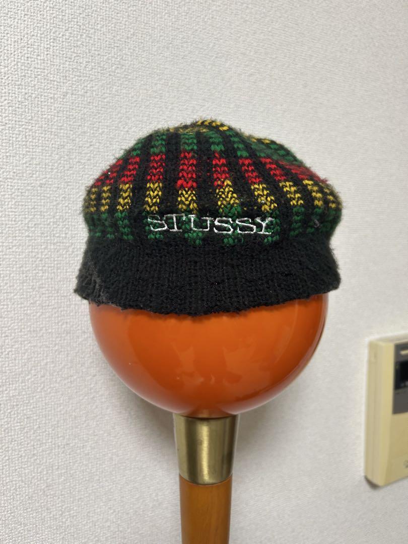 STUSSY ニット帽　ラスタカラー　タム帽 80s