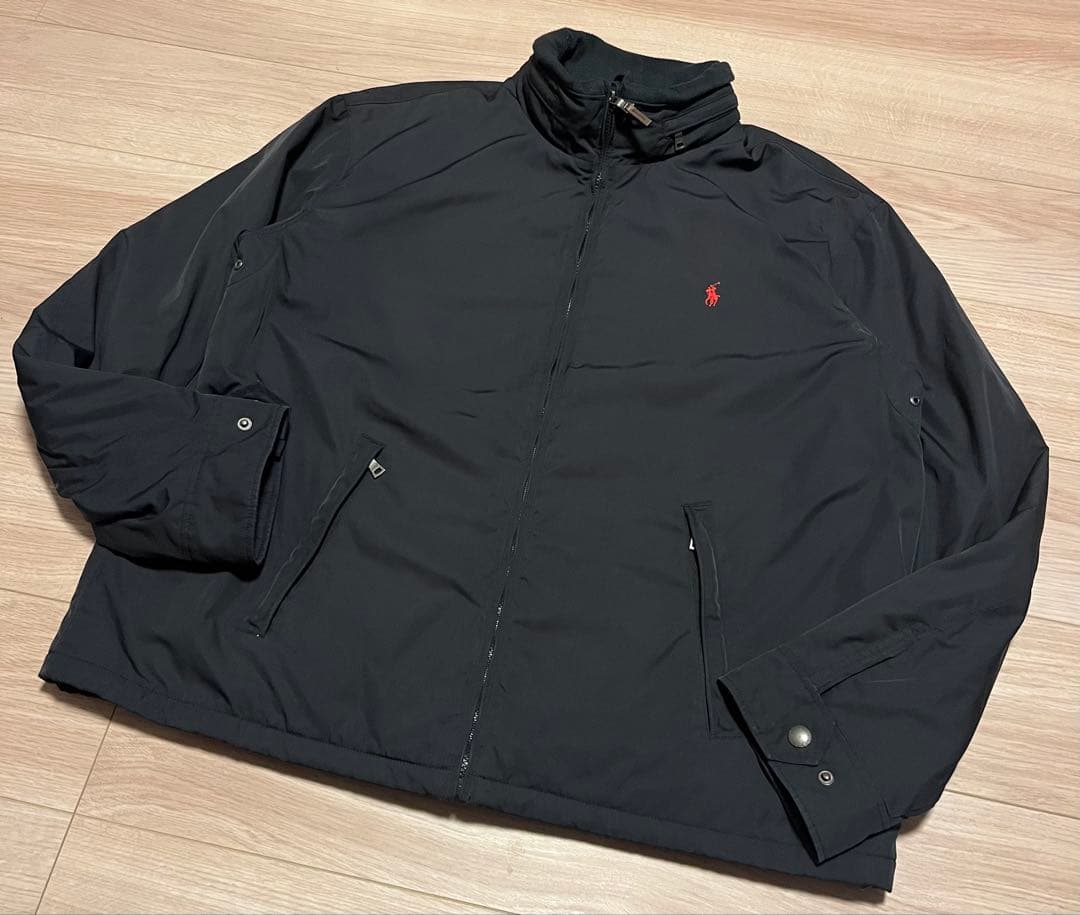 ポロラルフローレン スウィングトップ ブラック ナイロン フリース XXL 古着2XL(3L)・POLO RALPH LAUREN