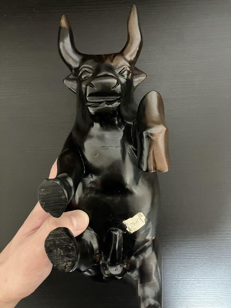 黒檀水牛と木彫り象のセット