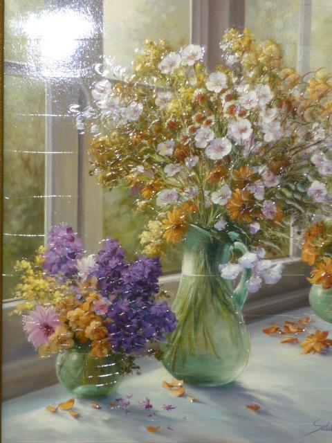 絵画★シューンハマー「サニー アフタヌーン」軽量ゲルアートフレーム　花　フラワー
