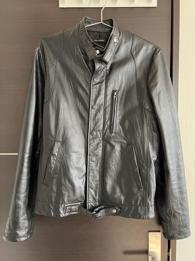 URBAN RESEARCH 黒レザーシングルライダースジャケット