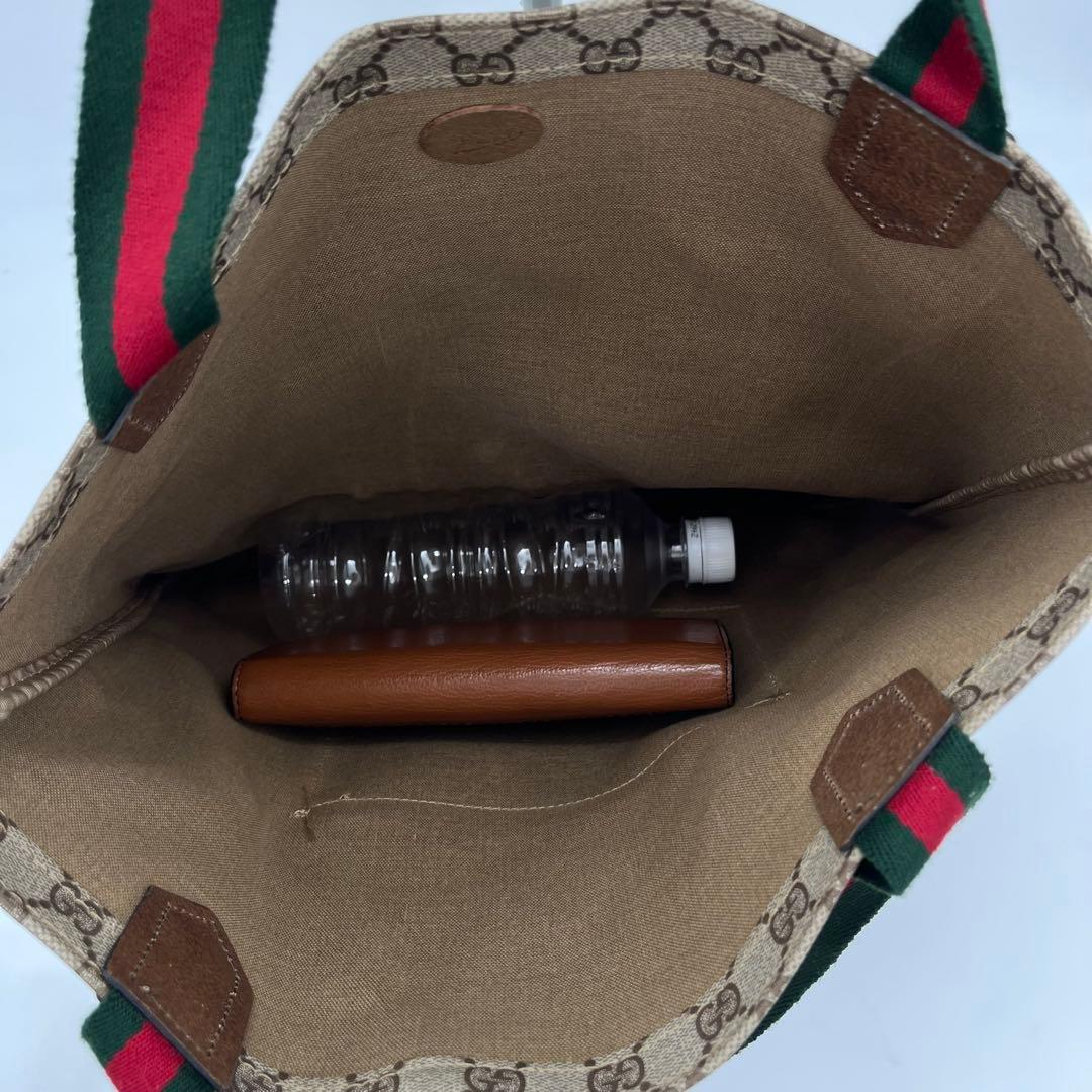 GUCCI トートバッグ 肩掛け GG柄 シェリーライン PVC A4収納可能 GUCCI トートバッグ 肩掛け GG柄 シェリーライン PVC A4収納可能