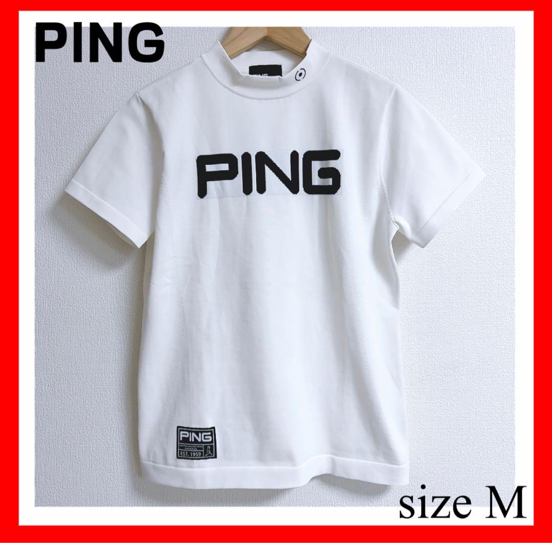 PING✨ハイネック トップス Mサイズ ホワイト ロゴ - メルカリ