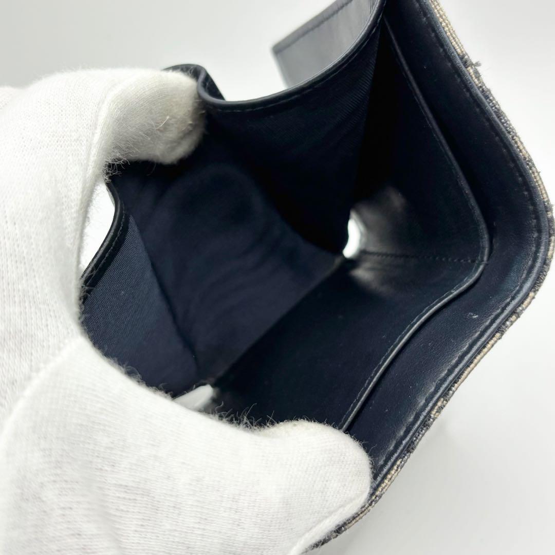 【極美品】DIOR 三つ折り 財布　トロッター柄　オブリーク　サドル　ネイビー